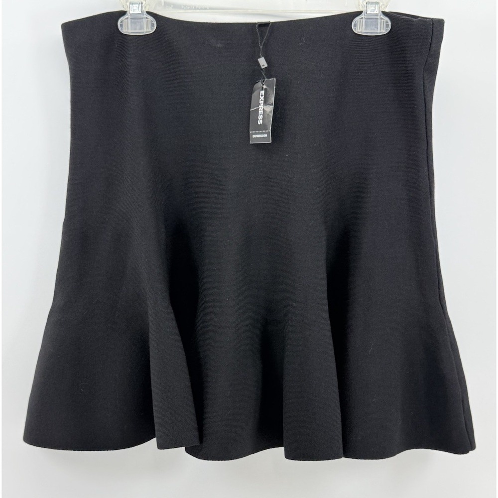 Womens Express Black Contour Short Skirt Size L New Fit & Flare Body